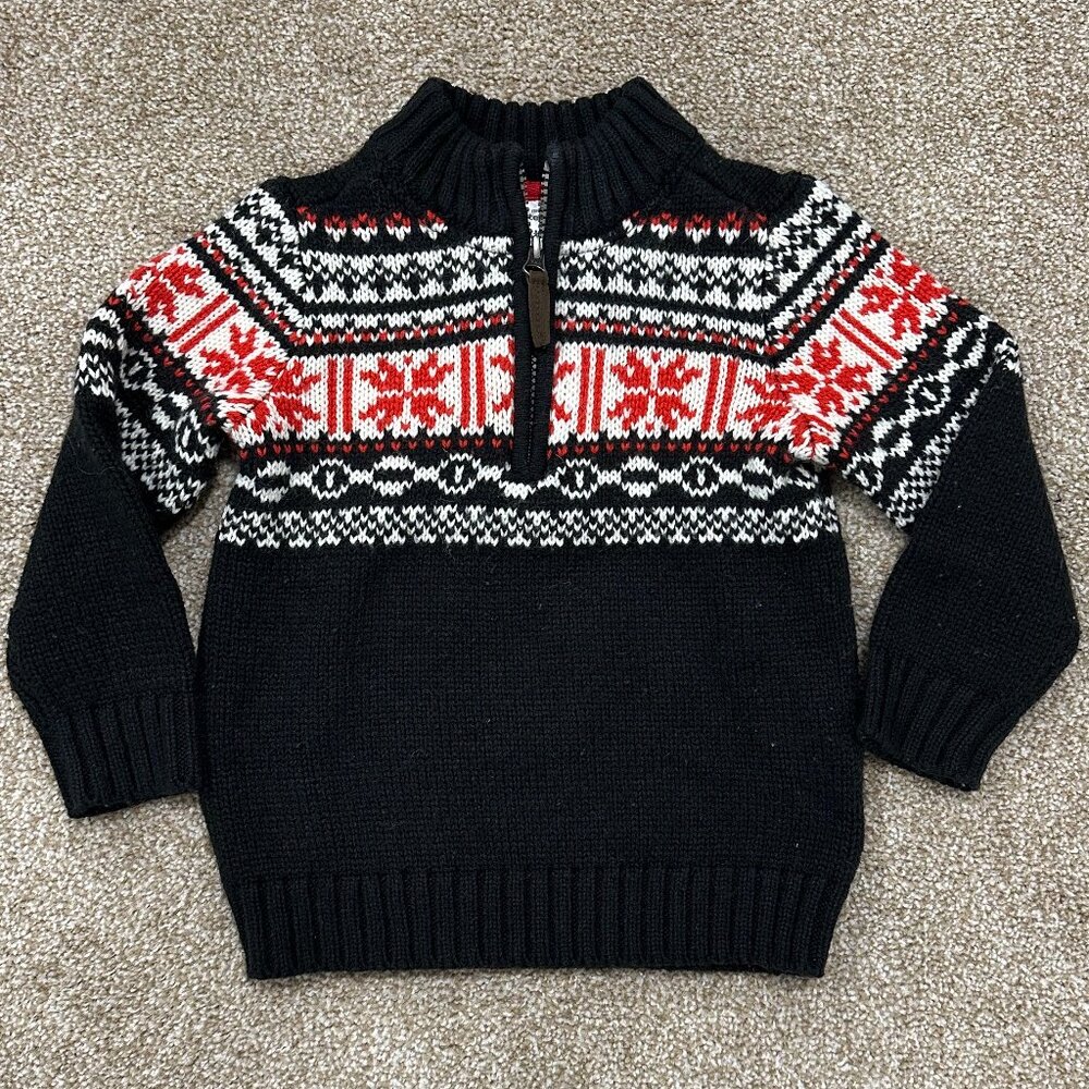 Carter's half-zip sweater - Size 3T - Black/Red/White